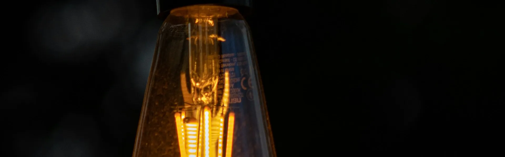 Bombilla encendida sobre un fondo oscuro